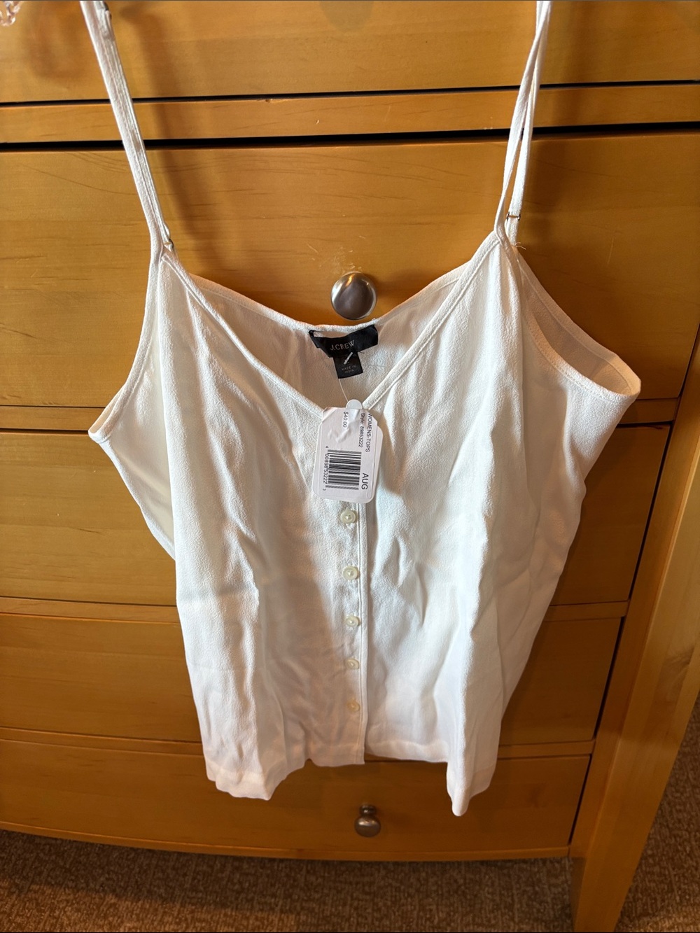 J. Crew Ivory Button-Front Spaghetti Strap Cami